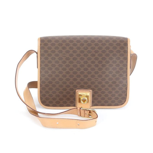 Vintage Celine Macadam Leather Shoulder Bag Crossbody Gold Hardware Genuine