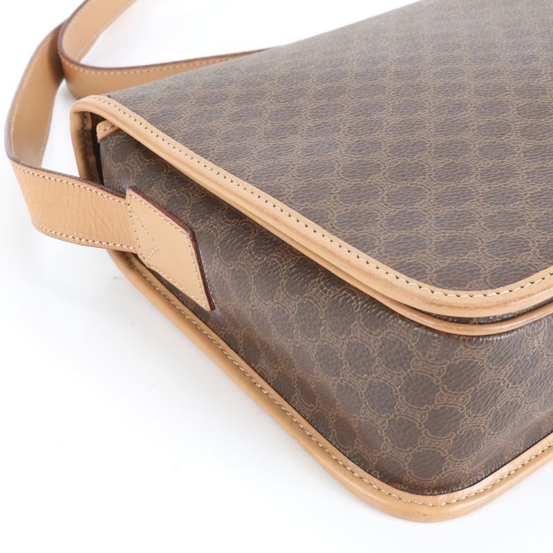 Vintage Celine Macadam Leather Shoulder Bag Crossbody Gold Hardware Genuine