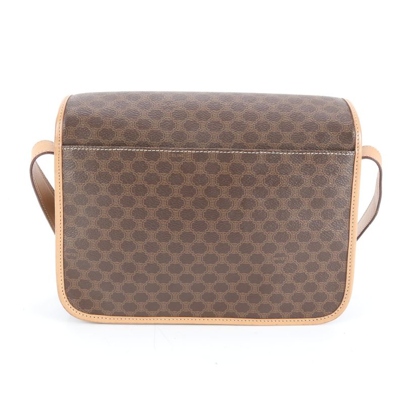 Vintage Celine Macadam Leather Shoulder Bag Crossbody Gold Hardware Genuine