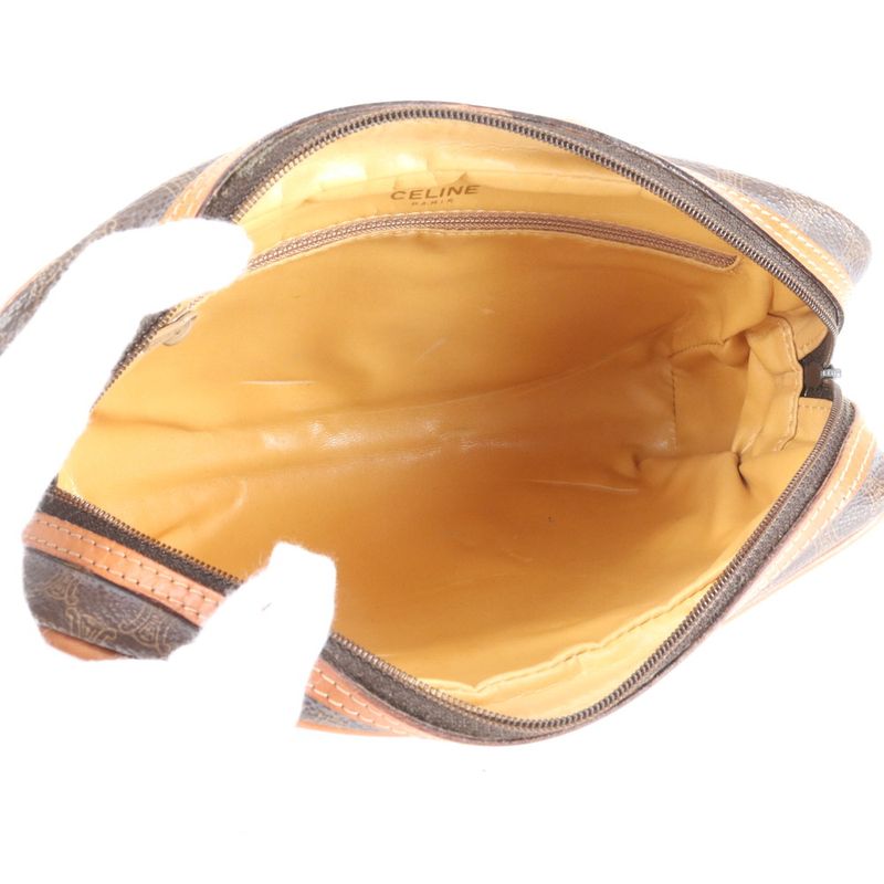 Vintage Celine Macadam Leather Shoulder Bag Crossbody Gold Hardware Genuine