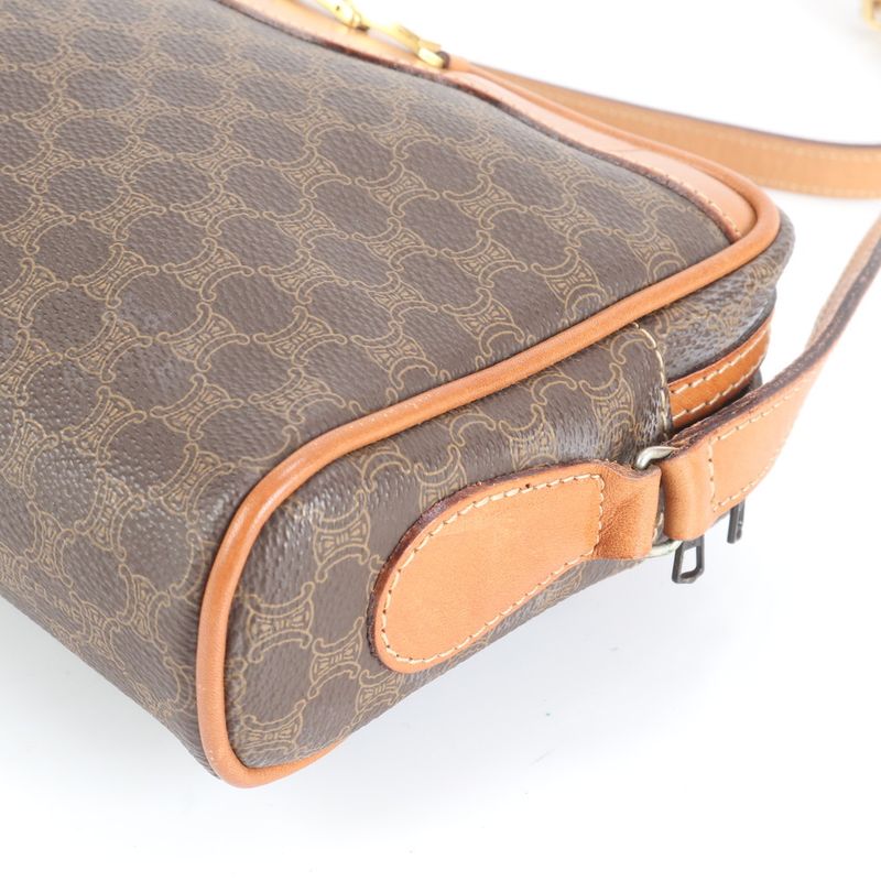 Vintage Celine Macadam Leather Shoulder Bag Crossbody Gold Hardware Genuine