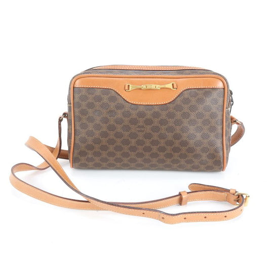 Vintage Celine Macadam Leather Shoulder Bag Crossbody Gold Hardware Genuine