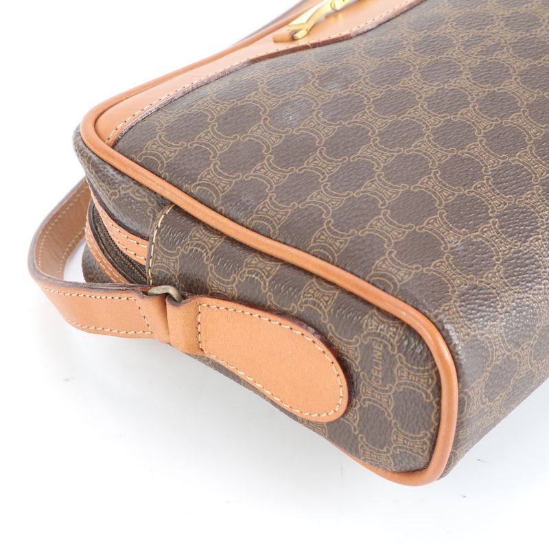 Vintage Celine Macadam Leather Shoulder Bag Crossbody Gold Hardware Genuine