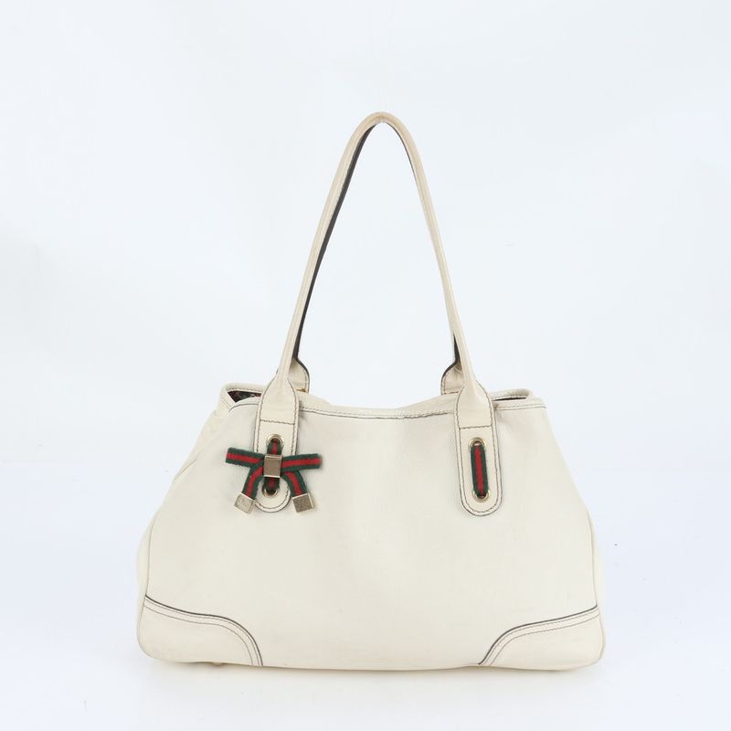 Gucci Printhie Sherry Ribbon Leather Tote Bag Shoulder Gold Hardware 163805