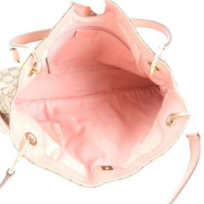 Gucci GG Canvas Eclipse Leather Tote Bag Shoulder Hand Gold Hardware 121023