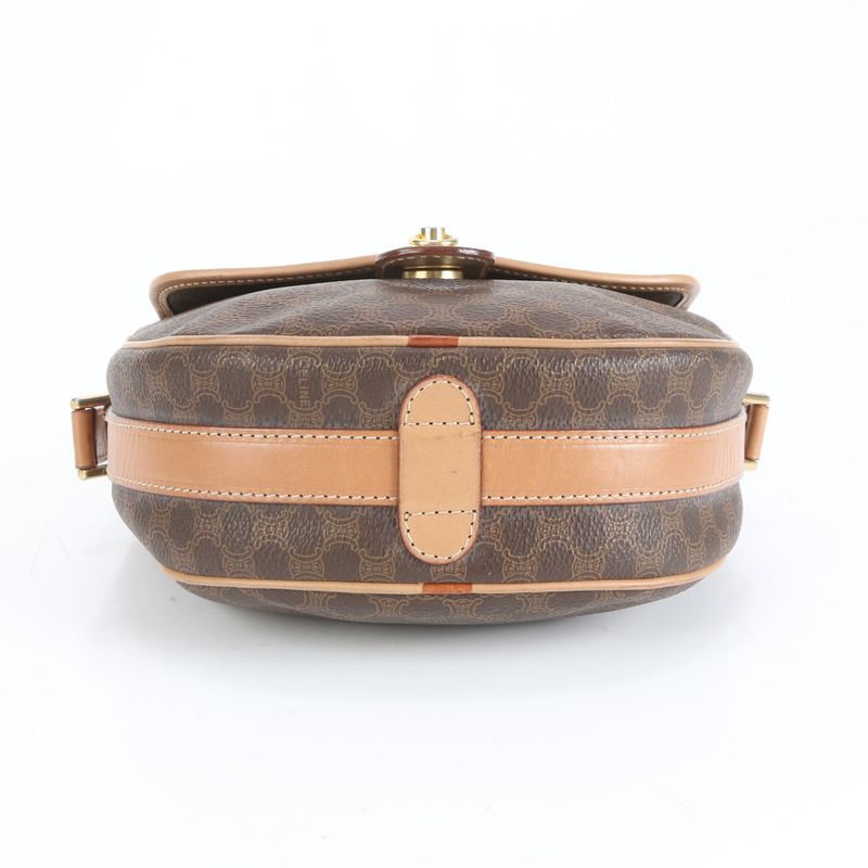 Vintage Celine Macadam Leather Shoulder Bag Crossbody Gold Hardware Genuine