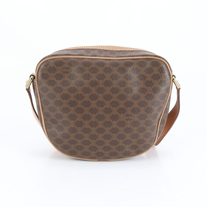 Vintage Celine Macadam Leather Shoulder Bag Crossbody Gold Hardware Genuine