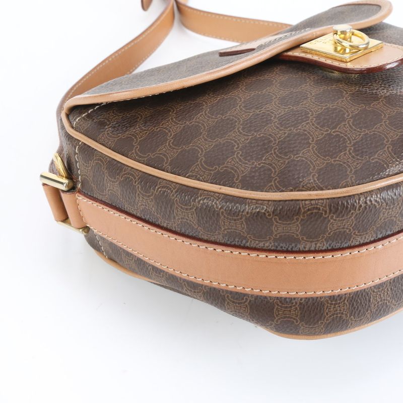 Vintage Celine Macadam Leather Shoulder Bag Crossbody Gold Hardware Genuine