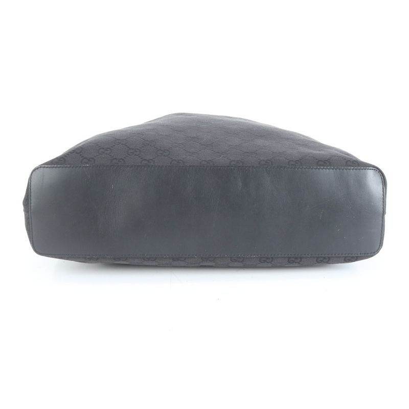 Gucci GG Canvas Leather Drawstring Tote Bag Shoulder Hand Black 90640 A4 Women