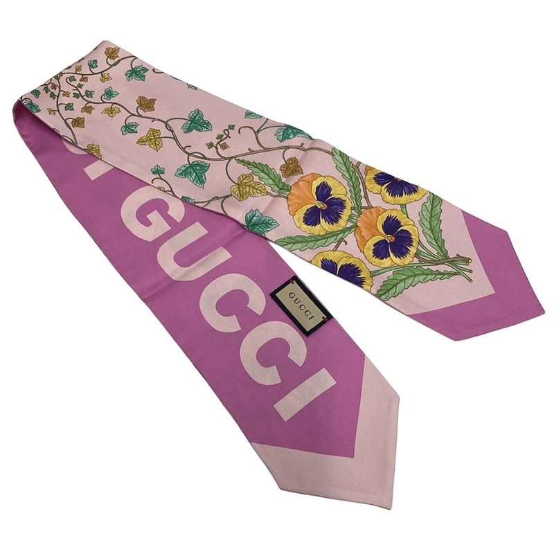 Gucci Scarf - 756912 Pink And Multi Floral Silk