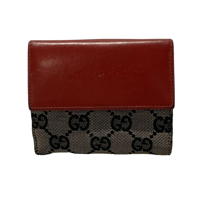Gucci Bifold Wallet Jackie 0352888 Beige And Red Leather