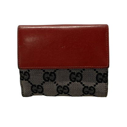 Gucci Bifold Wallet Jackie 0352888 Beige And Red Leather