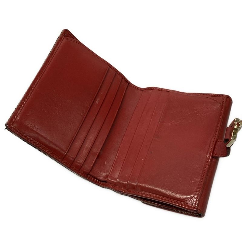 Gucci Bifold Wallet Jackie 0352888 Beige And Red Leather