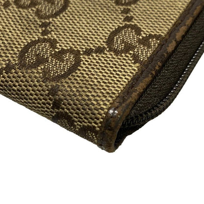 Gucci Coin Case GG Pattern 115255 Beige X Dark Brown Round Zipper Leather