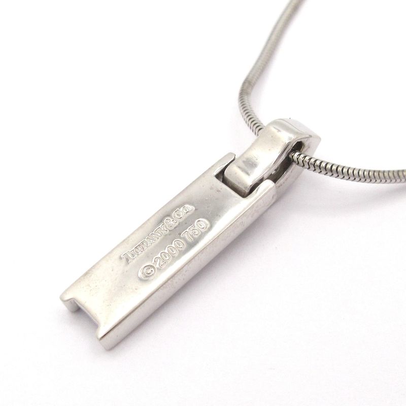 Tiffany & Co Necklace Atlas Bar 18K White Gold X Diamonds 3P Diamonds