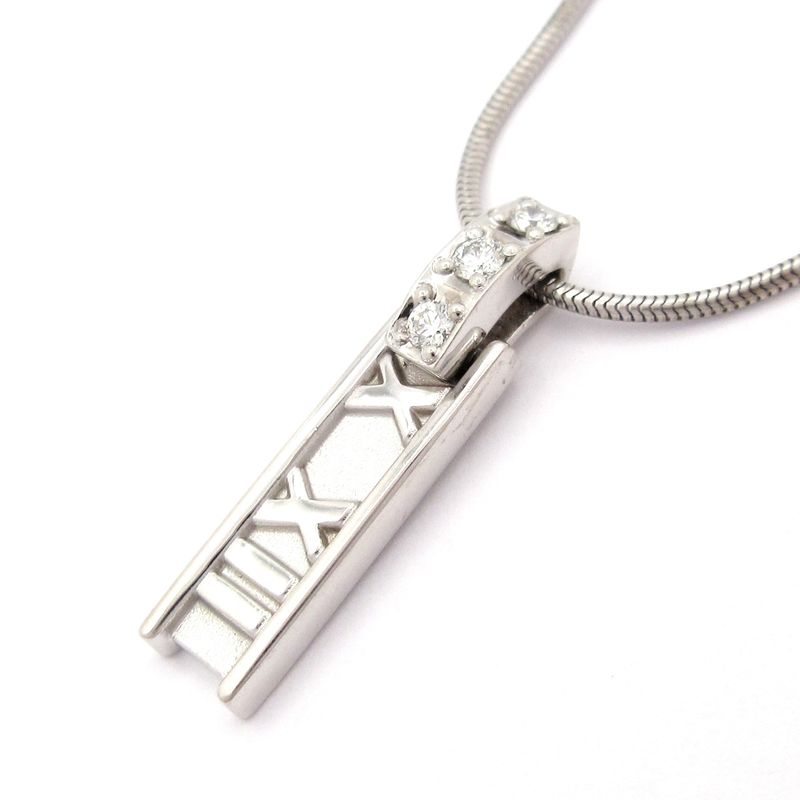 Tiffany & Co Necklace Atlas Bar 18K White Gold X Diamonds 3P Diamonds