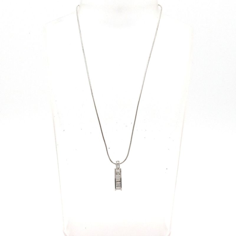 Tiffany & Co Necklace Atlas Bar 18K White Gold X Diamonds 3P Diamonds