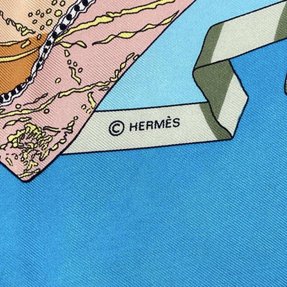 Hermes Scarf Carré 90 Light Blue×multi Hello Dolly
