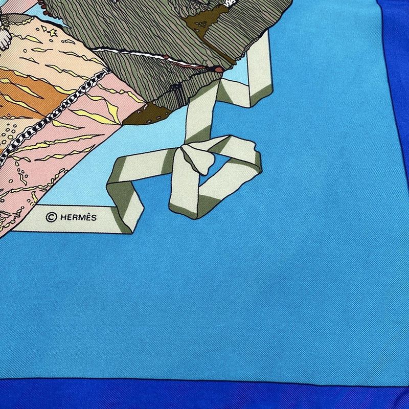 Hermes Scarf Carré 90 Light Blue×multi Hello Dolly
