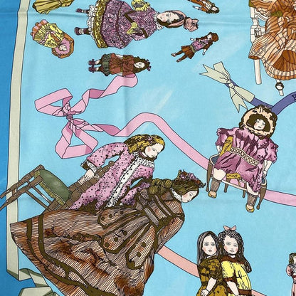Hermes Scarf Carré 90 Light Blue×multi Hello Dolly