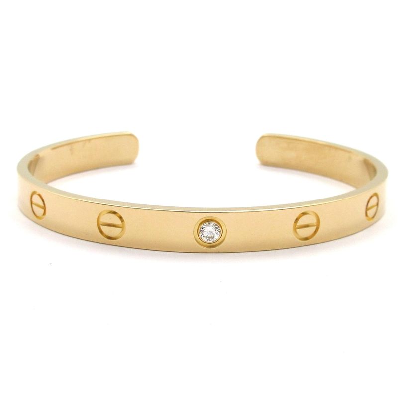 Cartier Bangle Love Bracelet Open Bangle 18K Yellow Gold X Diamonds 1P Diamonds