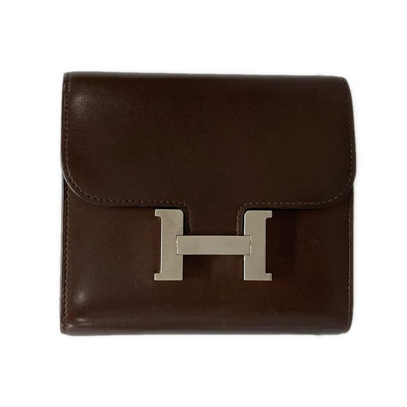 Hermes Bifold Wallet Constance Compact Mocha Silver Hardware