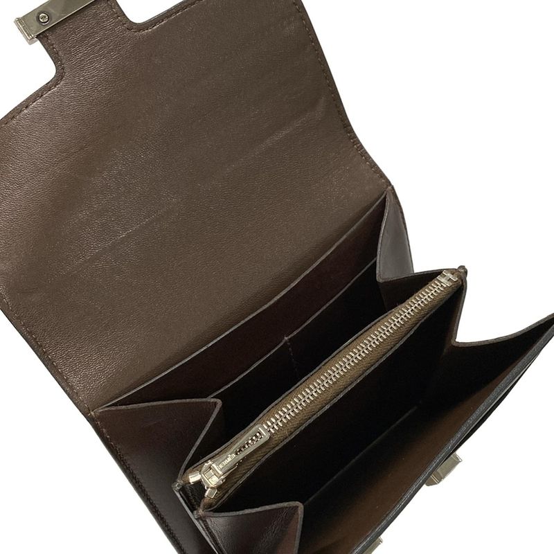 Hermes Bifold Wallet Constance Compact Mocha Silver Hardware