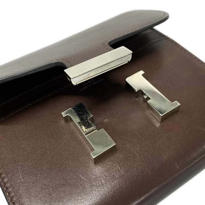Hermes Bifold Wallet Constance Compact Mocha Silver Hardware