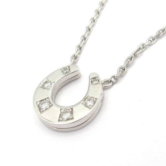 Hermes Necklace Horseshoe 18K White Gold X Diamonds 6P Diamonds / Top Closure