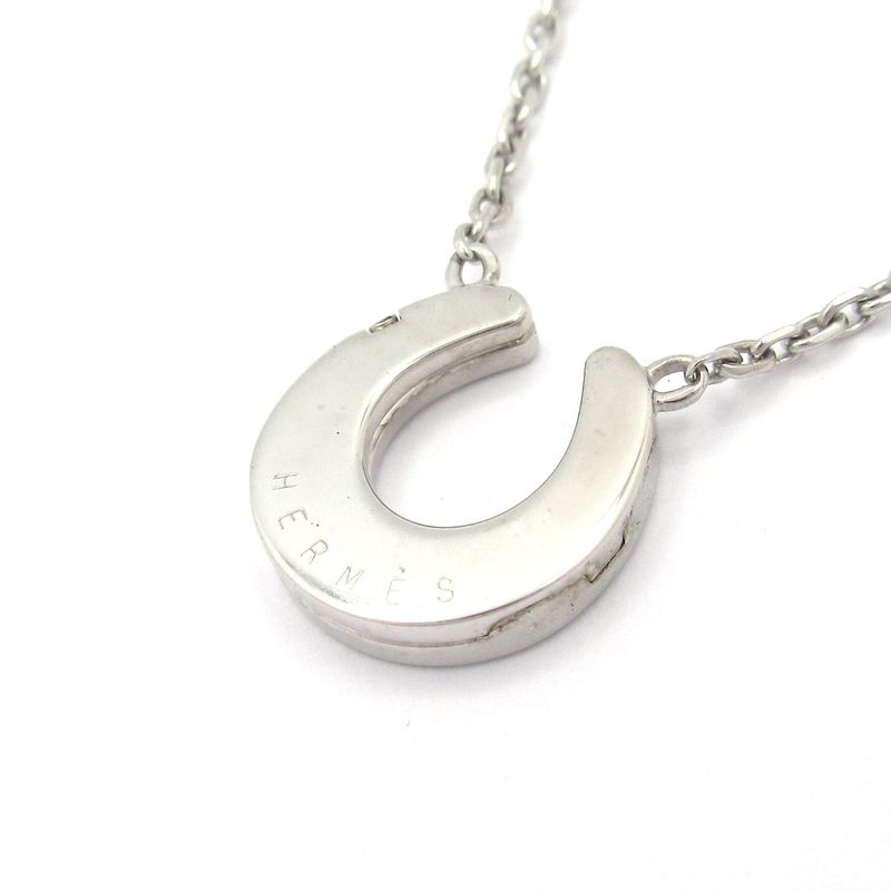Hermes Necklace Horseshoe 18K White Gold X Diamonds 6P Diamonds / Top Closure