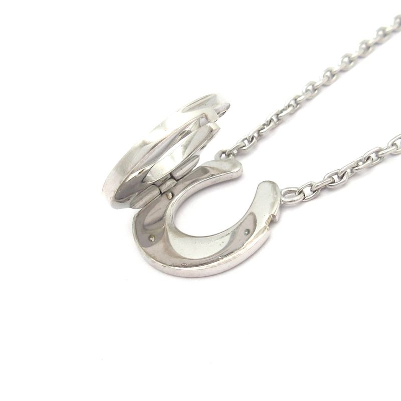 Hermes Necklace Horseshoe 18K White Gold X Diamonds 6P Diamonds / Top Closure