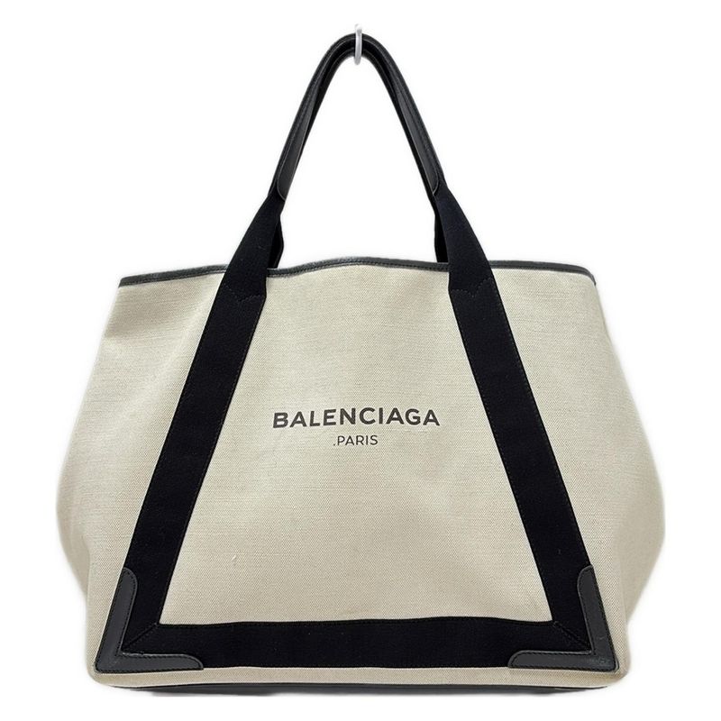 Balenciaga Tote Bag Navy Cabas Su M 339936 Ivory And Black Leather