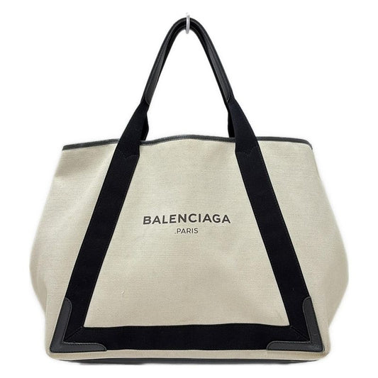 Balenciaga Tote Bag Navy Cabas Su M 339936 Ivory And Black Leather