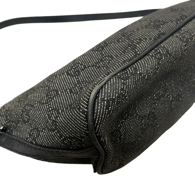 Gucci Handbag GG Pattern 07198 Black And Ivory Leather