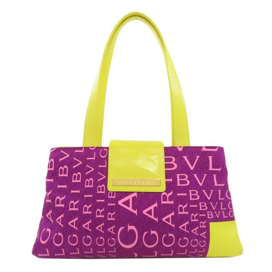 Bvlgari Logo Handbag Nylon Leather Women