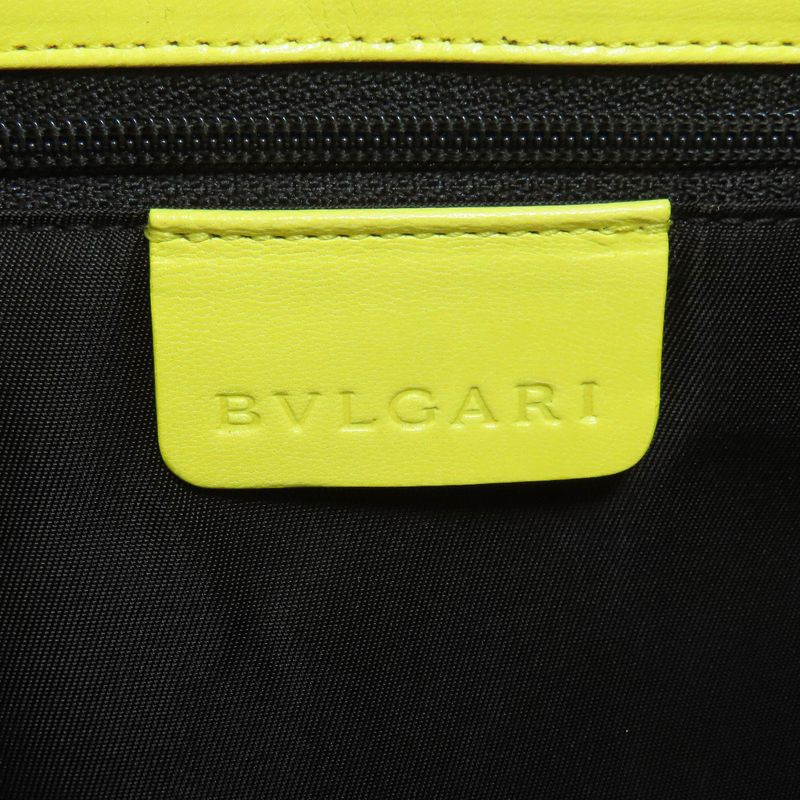 Bvlgari Logo Handbag Nylon Leather Women