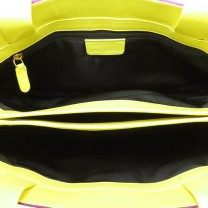 Bvlgari Logo Handbag Nylon Leather Women