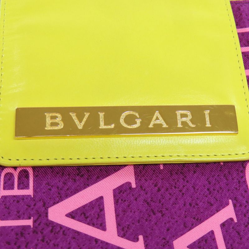 Bvlgari Logo Handbag Nylon Leather Women