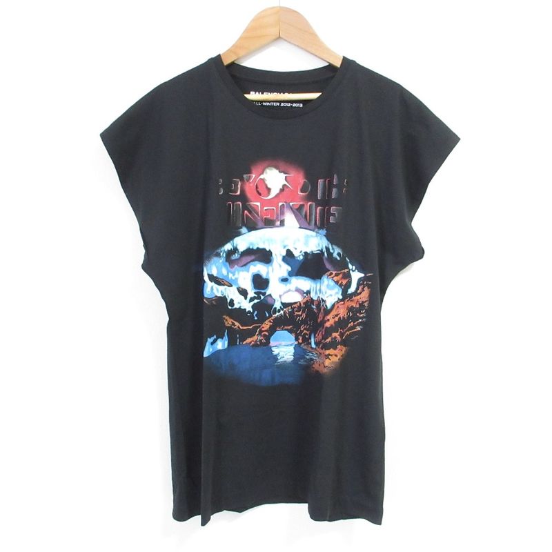 Balenciaga Nicolas Ghesquiere Period Printed T-Shirt Size L Black Women's Used