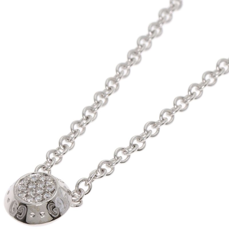 Gucci Icon Twirl Diamond Necklace 18K White Gold Ladies