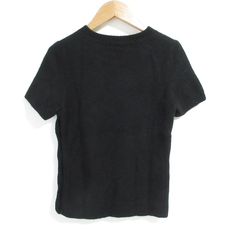 Good Chanel Cashmere Short Sleeve Knit Sweater P50079 Size 34 Black Ladies Used