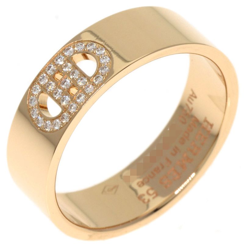 Hermes Hd'ancre PM Diamond #53 Ring 18K Pink Gold Ladies