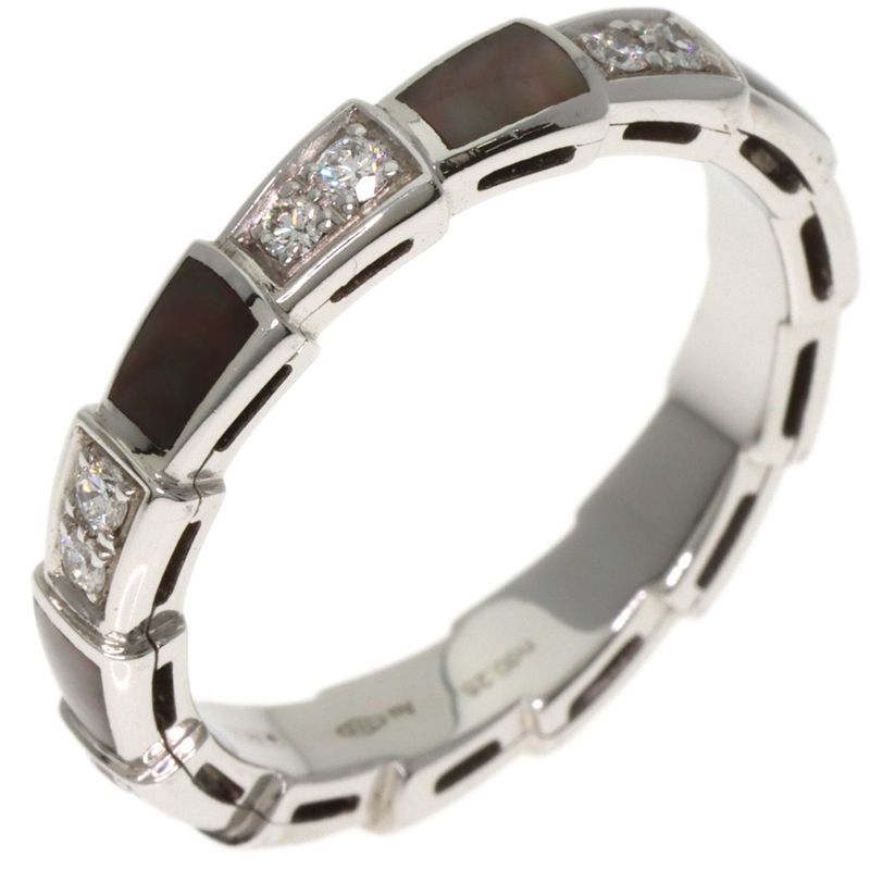 Bvlgari Bulgari Serpenti Viper Shell Diamond #54 Ring 18K White Gold Ladies