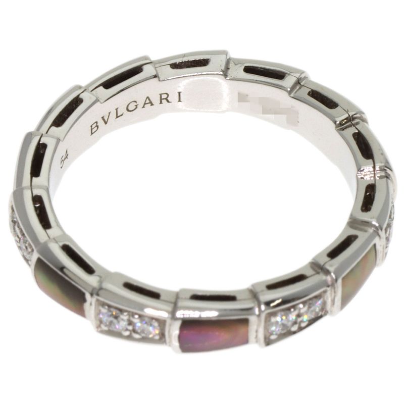 Bvlgari Bulgari Serpenti Viper Shell Diamond #54 Ring 18K White Gold Ladies