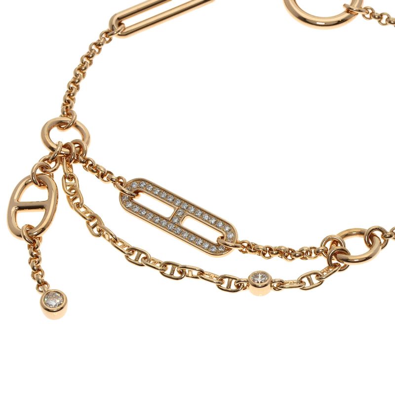 Hermes Chaine D'ancre Chaos Diamond Bracelet 18K Pink Gold Ladies