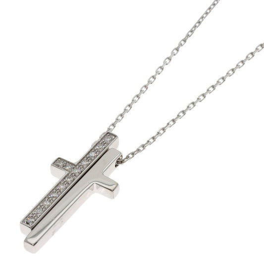 Gucci Separate Cross Diamond Necklace 18K White Gold Ladies