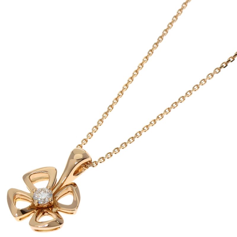 Bvlgari Bulgari Fiorever 1P Diamond Necklace 18K Pink Gold Ladies