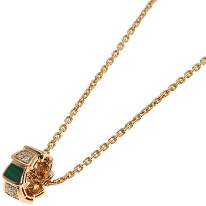 Bvlgari Bulgari Serpenti Malachite Diamond Necklace 18K Pink Gold Ladies