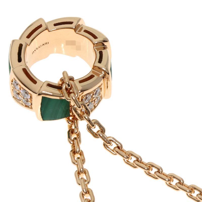 Bvlgari Bulgari Serpenti Malachite Diamond Necklace 18K Pink Gold Ladies