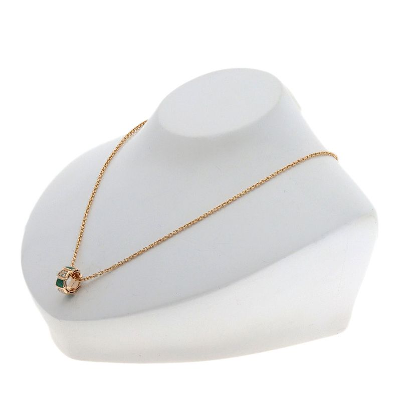 Bvlgari Bulgari Serpenti Malachite Diamond Necklace 18K Pink Gold Ladies